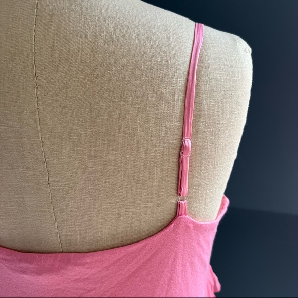 Bebe Y2K Pink Barbiecore Tank Top w/ Flowy Chiffon Bow Adjustable Straps M - Picture 5 of 9